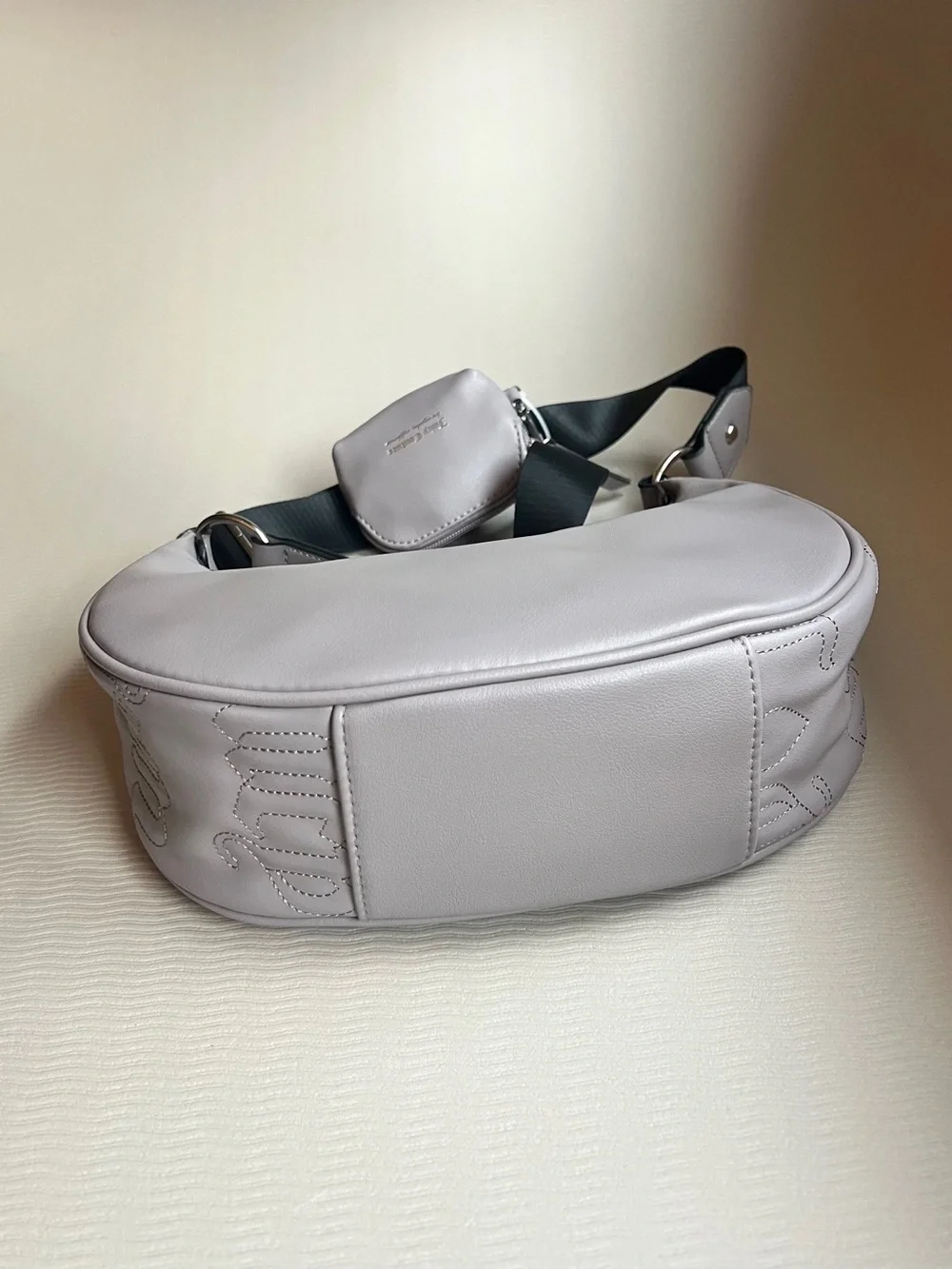 Juicy Couture Quilted Puff Half Moon Crossbody – Grey NWT